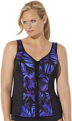 Swimsuits For All Women's Chlorine Resistant Sweetheart Zip Front Tankini Top (Plus in Saudi Arabia