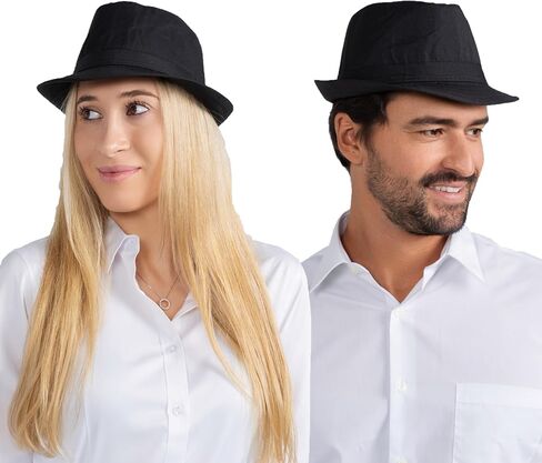 Dress Up America Fedora Hat - Black Fedora for Men and Women - Trilby Costume Hat for Adults - Available in Black and White in Saudi Arabia