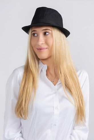 Dress Up America Fedora Hat - Black Fedora for Men and Women - Trilby Costume Hat for Adults - Available in Black and White in Saudi Arabia