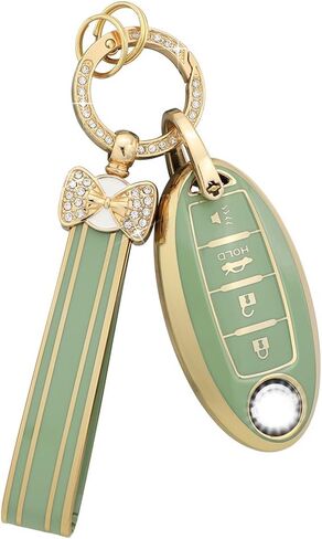 PIFOOG Key Fob Cover for Nissan 4 Button Pink Bling Keychain Girly Car Keys Case Shell أغطية كاملة ملحقات حامية لـ Altima Sentra Kicks Armada Murano Rogue Pathfinder Versa Titan Women TPU in Saudi Arabia