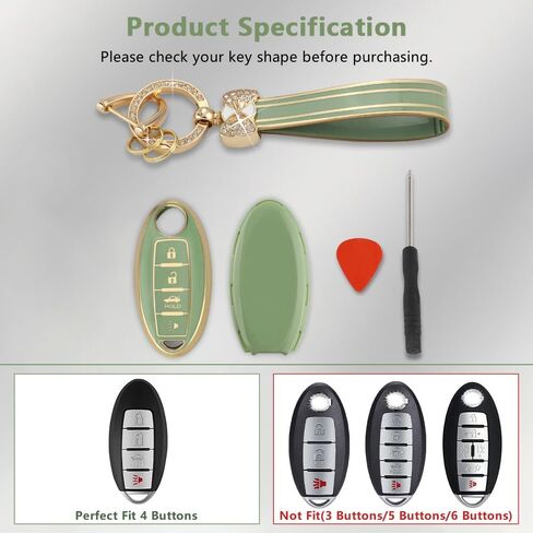 PIFOOG Key Fob Cover for Nissan 4 Button Pink Bling Keychain Girly Car Keys Case Shell أغطية كاملة ملحقات حامية لـ Altima Sentra Kicks Armada Murano Rogue Pathfinder Versa Titan Women TPU in Saudi Arabia