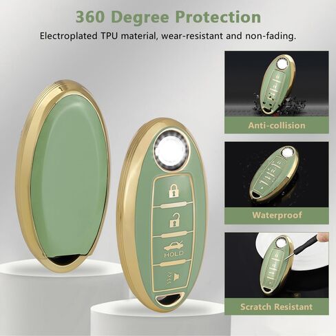 PIFOOG Key Fob Cover for Nissan 4 Button Pink Bling Keychain Girly Car Keys Case Shell أغطية كاملة ملحقات حامية لـ Altima Sentra Kicks Armada Murano Rogue Pathfinder Versa Titan Women TPU in Saudi Arabia