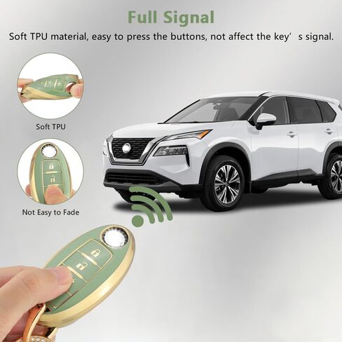 PIFOOG Key Fob Cover for Nissan 4 Button Pink Bling Keychain Girly Car Keys Case Shell أغطية كاملة ملحقات حامية لـ Altima Sentra Kicks Armada Murano Rogue Pathfinder Versa Titan Women TPU in Saudi Arabia