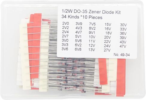 14values*10=140PCS BZX55C Series 0.5W DO-35 Zener Diode Assortment Kit (3V3 4V7 5V1 6V2 6V8 8V2 10V 12V 15V 16V 18V 20V 24V 30V) in Kuwait