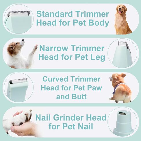 Electric Dog Grooming Kit Dog Paw Trimmer, 4 in 1 Pet Nail Grinder Low Noise for Dogs Cats, Pet Grooming Kit Rechargeable and Plug-and-Play for Grooming Hair, Paws, Eyes, Ears, Face (Beige) in Saudi Arabia