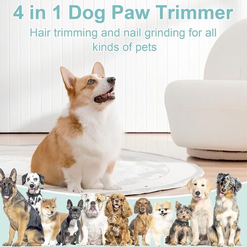 Electric Dog Grooming Kit Dog Paw Trimmer, 4 in 1 Pet Nail Grinder Low Noise for Dogs Cats, Pet Grooming Kit Rechargeable and Plug-and-Play for Grooming Hair, Paws, Eyes, Ears, Face (Beige) in Saudi Arabia