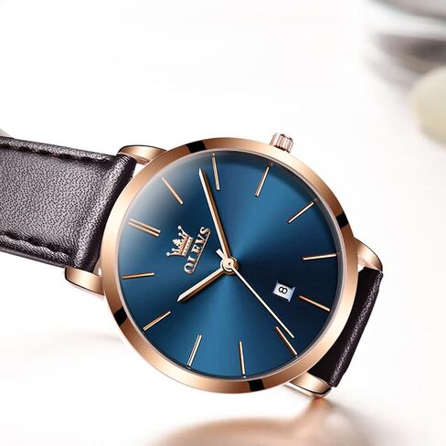 OLEVS Women Wrist Watches Ultra Thin 6.5mm Minimalist Dress Fashion Leather Strap Quartz Waterproof Date Day Slim Watches for Ladies in Saudi Arabia