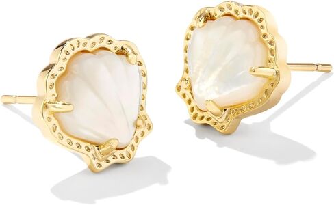 Kendra Scott, Womens, Brynne Shell Stud Earrings, Gold Ivory Mother Of Pearl, One Size in Saudi Arabia