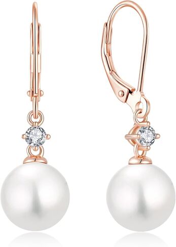 أقراط اللؤلؤ للنساء 925 الفضة الاسترليني لذيذ تتدلى الأقراط Leverback مثقال 5A مكعب زركونيا اللؤلؤ والمجوهرات الذكرى عيد الأم عيد الميلاد هدايا عيد الميلاد للنساء الفتيات in Kuwait