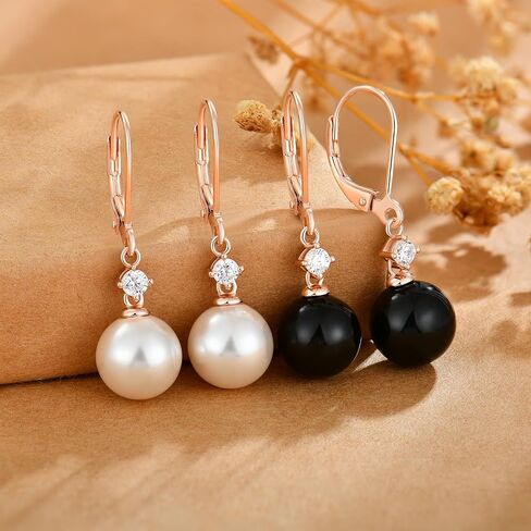 أقراط اللؤلؤ للنساء 925 الفضة الاسترليني لذيذ تتدلى الأقراط Leverback مثقال 5A مكعب زركونيا اللؤلؤ والمجوهرات الذكرى عيد الأم عيد الميلاد هدايا عيد الميلاد للنساء الفتيات in Kuwait