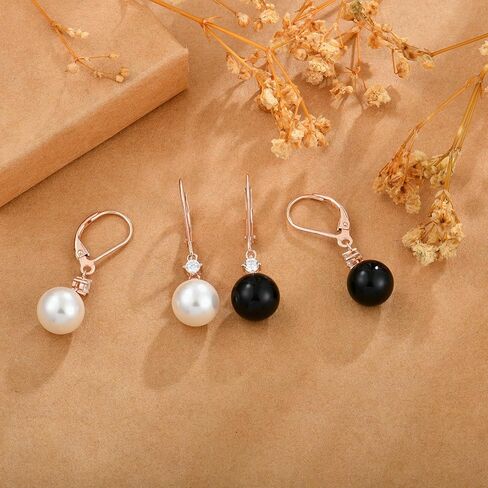 أقراط اللؤلؤ للنساء 925 الفضة الاسترليني لذيذ تتدلى الأقراط Leverback مثقال 5A مكعب زركونيا اللؤلؤ والمجوهرات الذكرى عيد الأم عيد الميلاد هدايا عيد الميلاد للنساء الفتيات in Kuwait