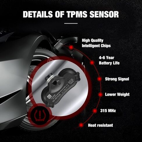 مستشعر ضغط الإطارات BDFHYK 315 ميجا هرتز مستشعرات TPMS المبرمجة متوافقة مع 2005-2011 Ford Lincoln Mazda وMercury، Explorer Edge Mustang Expedition Escape Fusion Focus، 6F2Z1A189A، 7L1Z1A189A in Kuwait