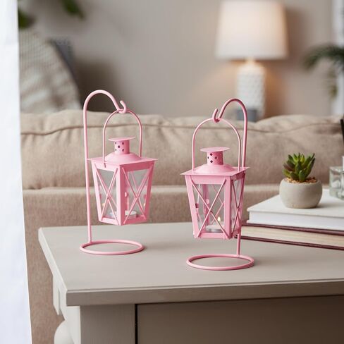 Gifts & Decor Candle Lanterns, 3 7/8 x 3 7/8 x 9, White in Saudi Arabia