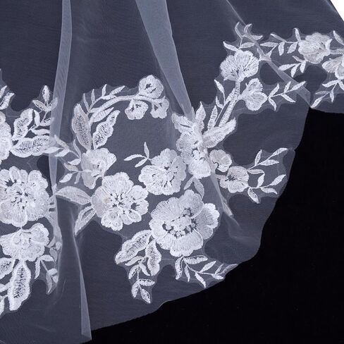 Wedding Veil Flower Lace Bridal Veil with Metal Comb,Cathedral Length Bride Veil 1 Tier Long Veil for Bride Dress in Kuwait