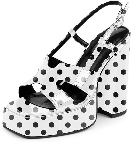 Women's Black Patent Leather Chunky Heel Strappy Platform Sandals - Stylish & Comfortable High Heels for Summer in Saudi Arabia