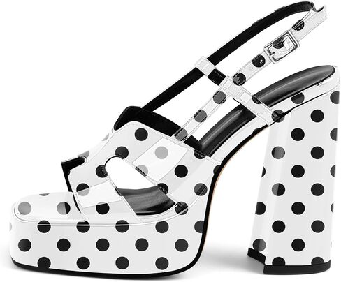 Women's Black Patent Leather Chunky Heel Strappy Platform Sandals - Stylish & Comfortable High Heels for Summer in Saudi Arabia