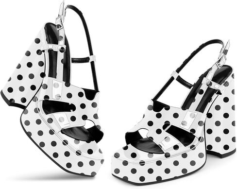 Women's Black Patent Leather Chunky Heel Strappy Platform Sandals - Stylish & Comfortable High Heels for Summer in Saudi Arabia