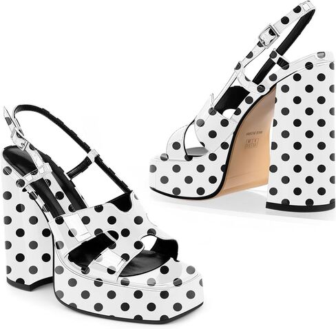 Women's Black Patent Leather Chunky Heel Strappy Platform Sandals - Stylish & Comfortable High Heels for Summer in Saudi Arabia