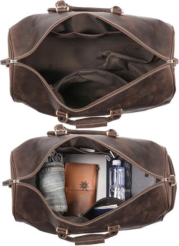 Mens Leather Weekend Bag Full Grain Classic Leather Duffel Bags for Mens Gym Sports Vintage Travel Luggage Overnight Duffle Bags (Dark Brown, 22 Inch) in Saudi Arabia