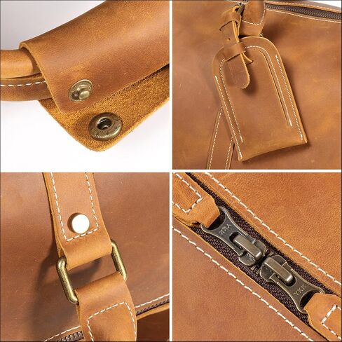 Mens Leather Weekend Bag Full Grain Classic Leather Duffel Bags for Mens Gym Sports Vintage Travel Luggage Overnight Duffle Bags (Dark Brown, 22 Inch) in Saudi Arabia