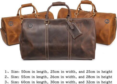 Mens Leather Weekend Bag Full Grain Classic Leather Duffel Bags for Mens Gym Sports Vintage Travel Luggage Overnight Duffle Bags (Dark Brown, 22 Inch) in Saudi Arabia