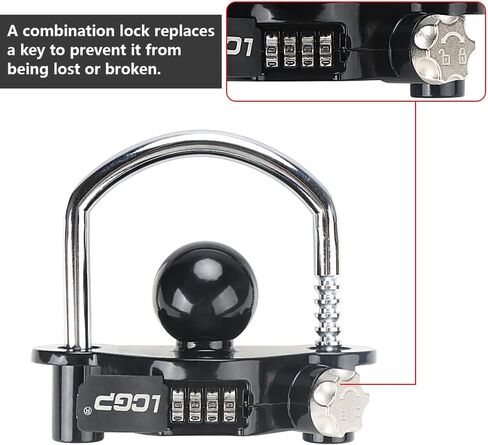 LCGP Black Trailer Hitch Lock مع قفل تركيبة ، يناسب 1-7/8،2 و 2-5/16 بوصة ، أمان تخزين قابل للتعديل ، الصلب الثقيل in Saudi Arabia