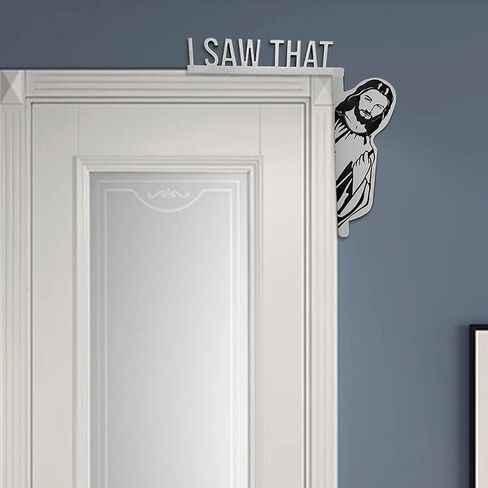 2 PCS Jesus I Saw That Funny Home Decor Door Frame Decoration Wood Frame Corner Decoration for Mirror Cabinet Chair Drawer Furniture (Black+White) in Saudi Arabia