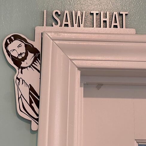 2 PCS Jesus I Saw That Funny Home Decor Door Frame Decoration Wood Frame Corner Decoration for Mirror Cabinet Chair Drawer Furniture (Black+White) in Saudi Arabia