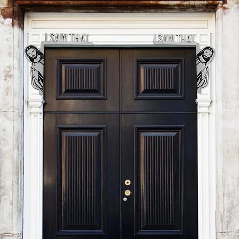 2 PCS Jesus I Saw That Funny Home Decor Door Frame Decoration Wood Frame Corner Decoration for Mirror Cabinet Chair Drawer Furniture (Black+White) in Saudi Arabia