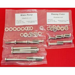 Compatible with Ford Small Block SBF 260 289 302 351W Stainless Steel Water Pump Timing Cover Hex Bolt Kit for Passenger Side Pump Inlet Type Only in Kuwait
