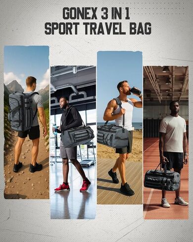 حقيبة Duffel 45L للرجال ، 3 في 1 قابلة للتحويل ، قم بتكليف صالة ألعاب رياضية مع مقصورة للأحذية ، وحلقات ترس تكتيكية ، وبطانة مائية ، والتمرين والسفر (الأسود) in Saudi Arabia