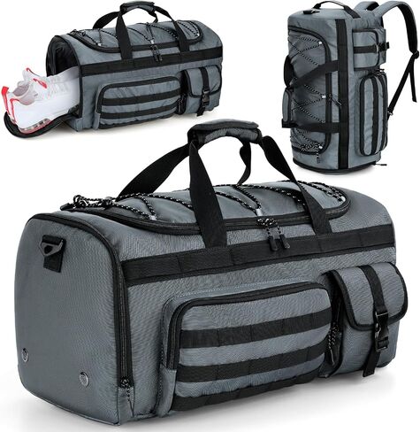 حقيبة Duffel 45L للرجال ، 3 في 1 قابلة للتحويل ، قم بتكليف صالة ألعاب رياضية مع مقصورة للأحذية ، وحلقات ترس تكتيكية ، وبطانة مائية ، والتمرين والسفر (الأسود) in Saudi Arabia