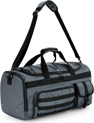 حقيبة Duffel 45L للرجال ، 3 في 1 قابلة للتحويل ، قم بتكليف صالة ألعاب رياضية مع مقصورة للأحذية ، وحلقات ترس تكتيكية ، وبطانة مائية ، والتمرين والسفر (الأسود) in Saudi Arabia