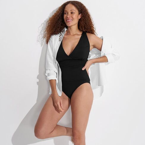 Lands 'End Women's Women Chlorine Resistant Plunge X-Back Tankini Top Swimsuit Top in Saudi Arabia