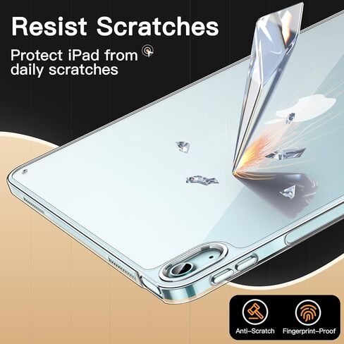 حافظة JETech شفافة لجهاز iPad Pro 13 بوصة M4 (2024)، غطاء خلفي نحيف للكمبيوتر اللوحي شفاف مقاوم للصدمات ومضاد للأصفر مع ظهر صلب من البولي كربونات وممتص للصدمات ناعم من مادة TPU in Kuwait