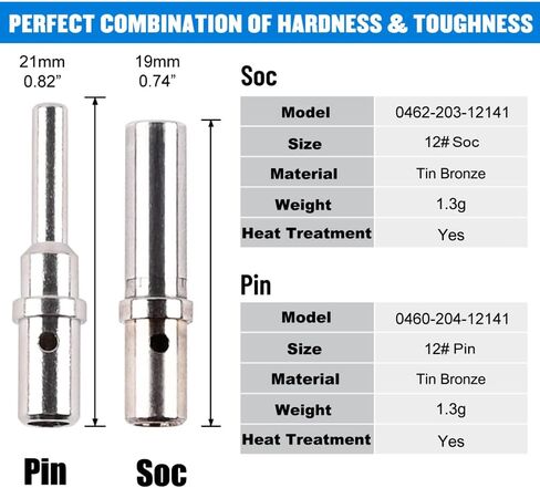 JRready ST6289 Deutsch Solid Contact Kit Barrel Style Contacts Size 12 16 20 Male Female Terminals for DTP,DT,DTM,HD10,HD30,HDP20,DRC,DRB,DTHD,Jiffy Splice Series Connectors in Saudi Arabia