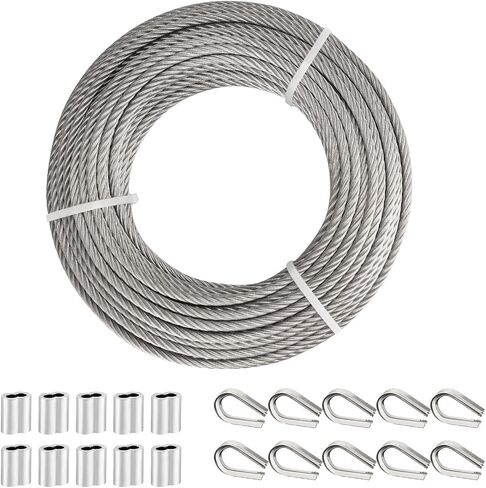 TooTaci 3/16 Stainless Steel Cable, 50ft Wire Rope Kit, 7x19 Strands Aircraft Cable with M8 Turnbuckle, 304 Stainless Steel Turnbuckle Wire Tensioner Kit for Cables Wire, Cable Railing, Shade Sail in Kuwait