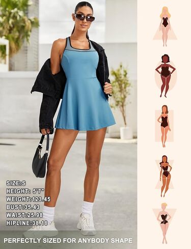 BMJL Women Tennis Dress Athletic Built-in Bra Workout Dresses Casual Mesh Golf Outfits Separate Shorts with Pocket in Saudi Arabia
