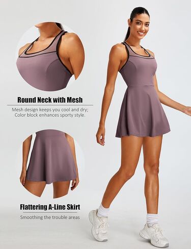 BMJL Women Tennis Tennis Dress Athletic Bra Bra Dresses Dresses Discal Mesh Golf Forts Spries مع جيب in Saudi Arabia