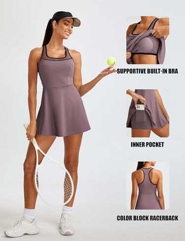 BMJL Women Tennis Tennis Dress Athletic Bra Bra Dresses Dresses Discal Mesh Golf Forts Spries مع جيب in Saudi Arabia