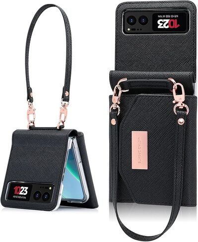 for Motorola Razr 2023 Wallet Case with Wrist Strap, Women Ladies Motorola Razr 2023 Flip Cover Card Holder Wristlet Strap Hinge Protection Motorola Razr 2023 Carrying Handbag Case Purple in Kuwait