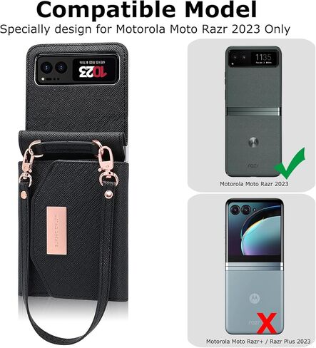 for Motorola Razr 2023 Wallet Case with Wrist Strap, Women Ladies Motorola Razr 2023 Flip Cover Card Holder Wristlet Strap Hinge Protection Motorola Razr 2023 Carrying Handbag Case Purple in Kuwait
