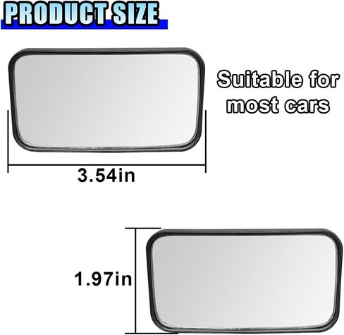 2pcs مرآة بقعة مستطيلة للسيارة ، 3.5 "× 2" 360 ° تدوير قابلة للتعديل محدب عريض مرايا السيارة ، مرآة عالية السلامة من الزجاج السلامة الخلفية لسيارات سيارات سيارات الدفع الرباعي (المستطيل/الأسود) in Saudi Arabia