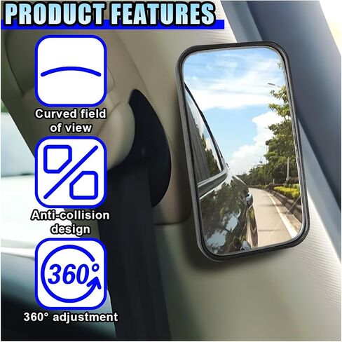 2pcs مرآة بقعة مستطيلة للسيارة ، 3.5 "× 2" 360 ° تدوير قابلة للتعديل محدب عريض مرايا السيارة ، مرآة عالية السلامة من الزجاج السلامة الخلفية لسيارات سيارات سيارات الدفع الرباعي (المستطيل/الأسود) in Saudi Arabia
