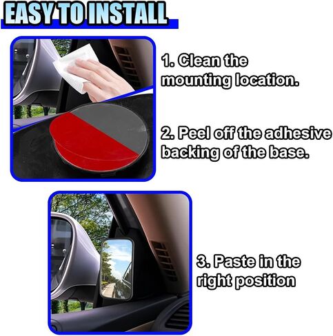 2pcs مرآة بقعة مستطيلة للسيارة ، 3.5 "× 2" 360 ° تدوير قابلة للتعديل محدب عريض مرايا السيارة ، مرآة عالية السلامة من الزجاج السلامة الخلفية لسيارات سيارات سيارات الدفع الرباعي (المستطيل/الأسود) in Saudi Arabia