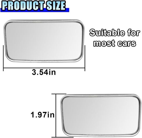 2PCS Rectangular Car Blind Spot Mirror, 3.5" x 2" 360° Rotate Adjustable Convex Wide Angle Mirrors Car Side Mirror, HD Glass Auto Safety Rear View Mirrors for Truck SUV Cars (Rectangle/Black) in Saudi Arabia