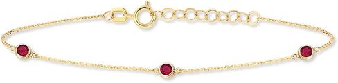 Gelin 14k Solid Gold Ruby Station Bracelet for Women in Saudi Arabia