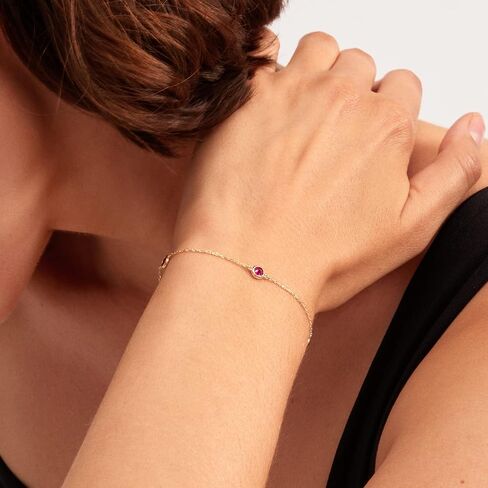 Gelin 14k Solid Gold Ruby Station Bracelet for Women in Saudi Arabia