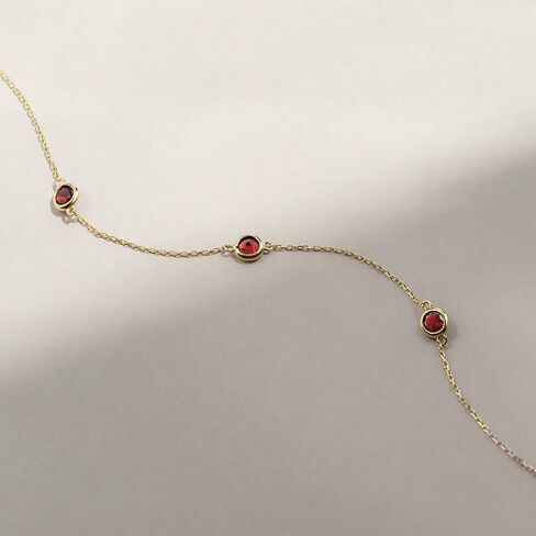 Gelin 14k Solid Gold Ruby Station Bracelet for Women in Saudi Arabia