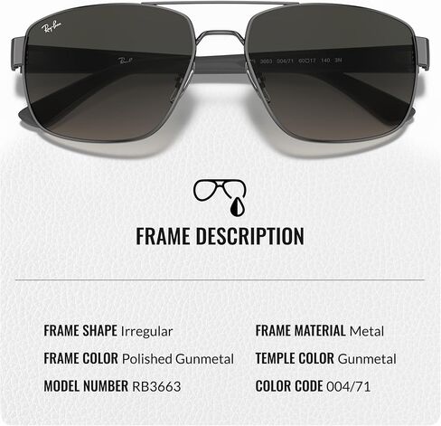 Ray-Ban RB3663 Square-Round Round Grouds مع حزمة أدوات النظارات الرسمية in Kuwait